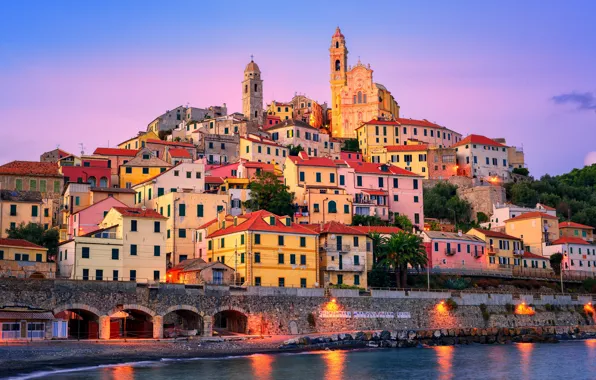 Beach, bridge, the city, river, the building, pier, Europe, monument