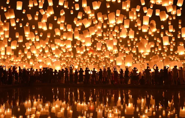 Picture Chiang Mai, Loi Krathong Festival, Floating Lanterns