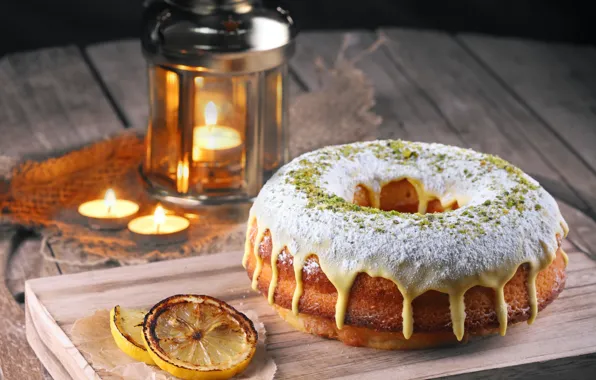 Lemon, food, candle, pie, lantern, cake, Board, cakes
