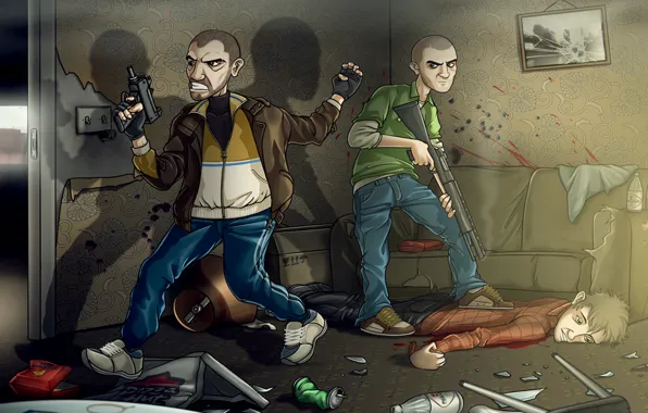 Machine, shotgun, Grand Theft Auto IV, Patrick "Pucky" McCreary, Niko Bellic, Niko Bellic, Patrick «Packie» …