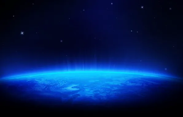 Picture space, blue, stars, planet