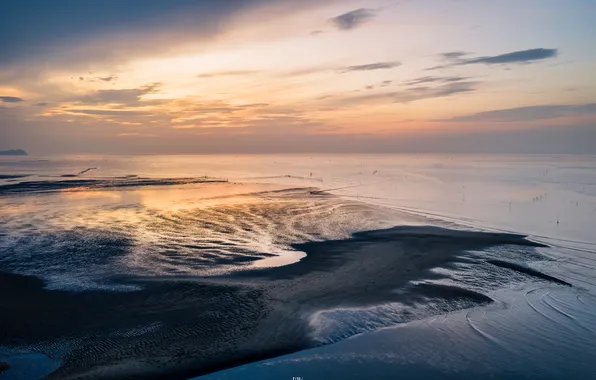 Lake, China, horizon, China, sunrise, sunrise, Fujian, Fujian