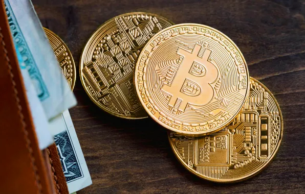 Picture table, gold, bills, table, wallet, bitcoin, bitcoin, btc