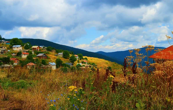 Picture Nature, Clouds, Home, Mountains, Village, Nature, Clouds, Mountains