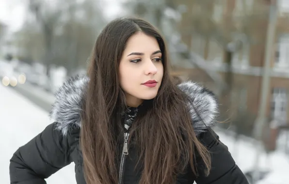 Picture cold, winter, girl, snow, beautiful girl