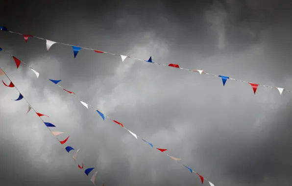 The sky, storm, flags
