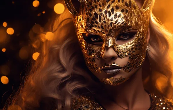 Look, girl, decoration, face, lights, pose, style, the dark background