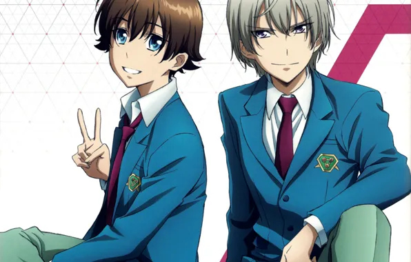 Blue eyes, two, students, kakumeiki valvrave, l-elf karlstein, haruto tokishima