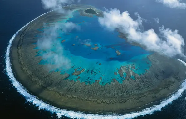 Sea, Australia, panorama, The great barrier reef, coral Atoll