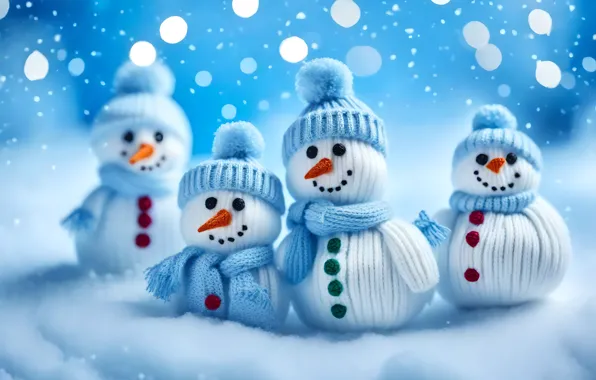 Winter, snow, smile, toys, Christmas, New year, snowmen, snowman