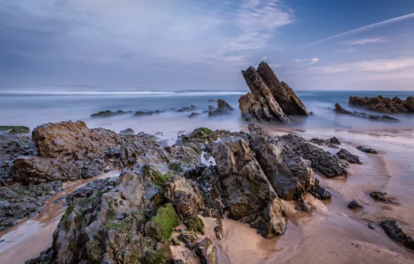 Picture rocks, coast, Spain, Asturias, Asturias