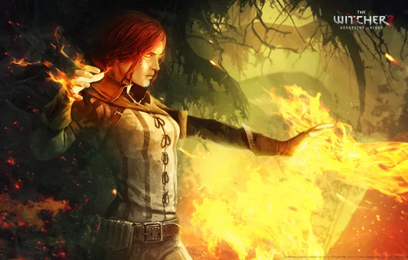 Picture fire, the witcher 2, assassins of kings, Triss