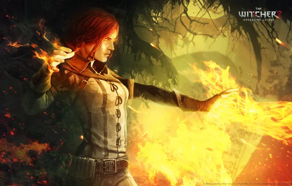 Wallpaper fire, the witcher 2, assassins of kings, Triss for mobile and ...