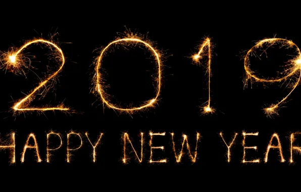 Gold, New Year, figures, golden, black background, black, background, New Year