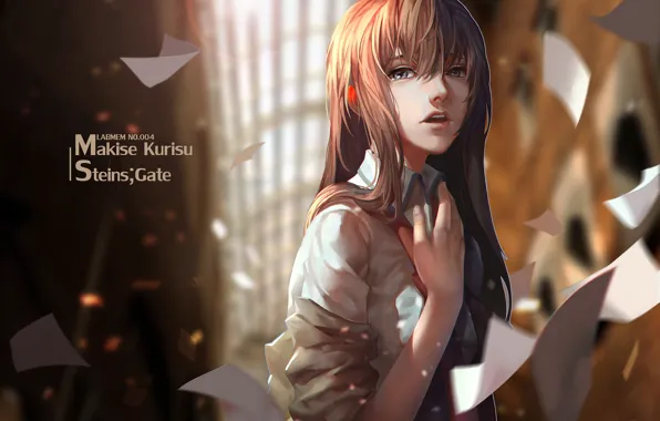 Girl, anime, art, makise kurisu, lightofheaven, steins;gate, upscale