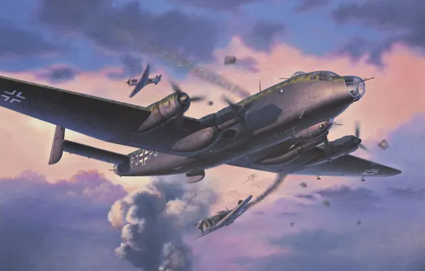 The sky, war, fighter, bomber, Art, Shop, La-7, scout