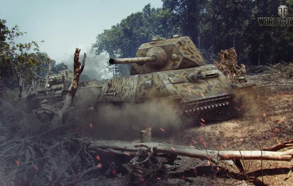 Trees, dust, tank, tanks, WoT, World of tanks, tank, World of Tanks