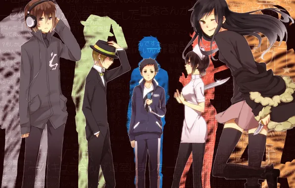 Letters, background, characters, Durarara, Durarara