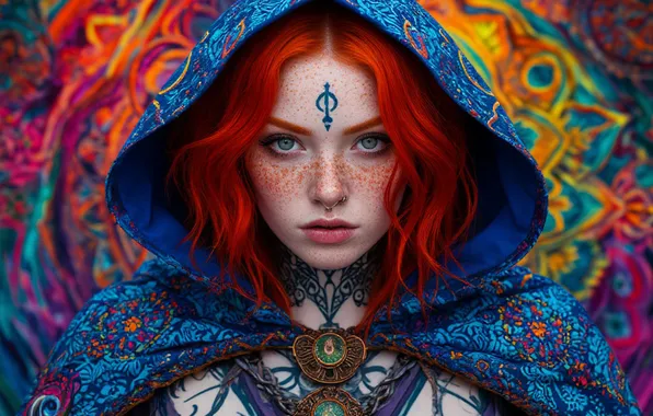 Eyes, girl, love, flowers, red, fantasy, arrows, mood