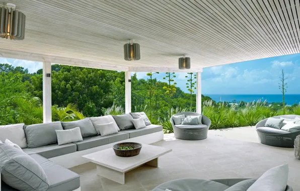 Picture tropics, the ocean, Villa, interior, terrace, Barbados