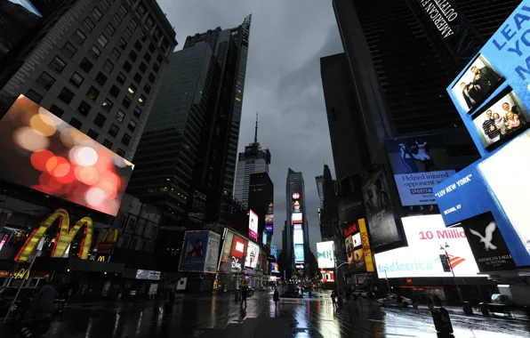 Picture clouds, hurricane, skyscrapers, Sandy, New York, Times Square