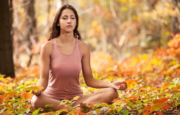 Picture woman, autumn, yoga