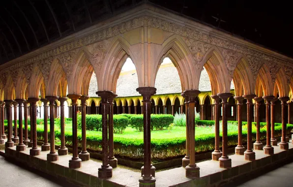 France, garden, yard, the monastery, Normandy, Mont-Saint-Michel, Abbey