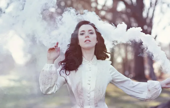 Girl, pose, dress, brunette