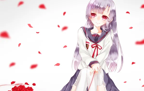 Girl, roses, petals, Owari no Seraph, The last Seraphim