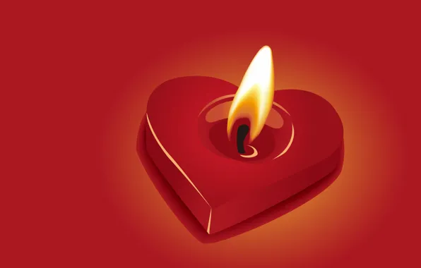 Picture fire, Heart, candle