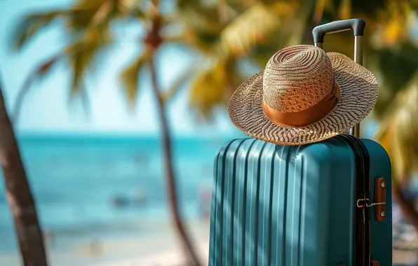 Sea, beach, summer, stay, suitcase, summer, holidays, resort