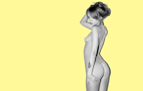 Ass, chest, look, girl, sweetheart, model, figure, black and white
