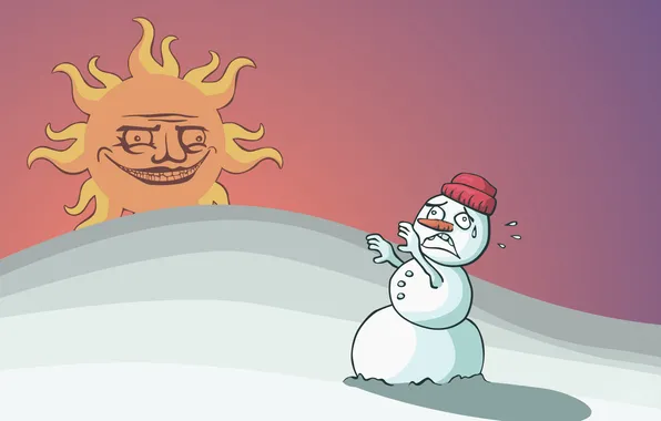 The sun, humor, New Year, Christmas, snowman, Christmas, New Year, Xmas