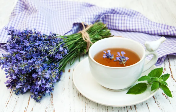 Picture flowers, tea, bouquet, Cup, lavender, Olena Rudo