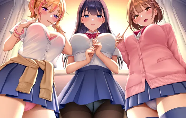 Girls, blush, Schoolgirls