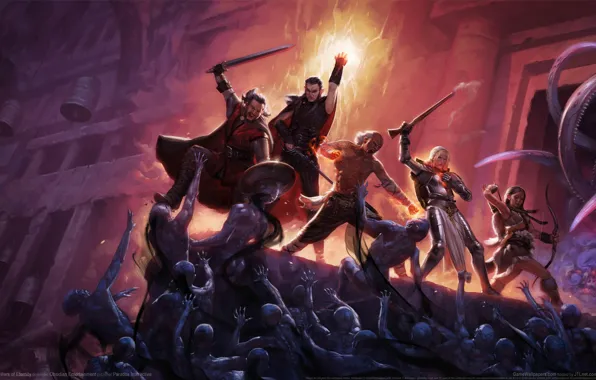 Picture castle, monsters, battle, heroes, game wallpapers, Pillars of Eternity