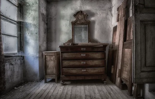 Mirror, window, wardrobe