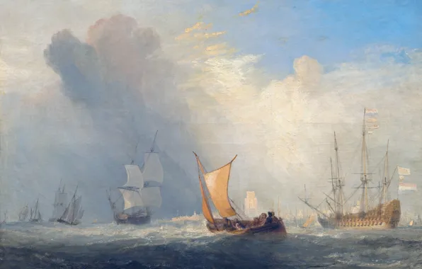 Sea, boat, ship, picture, sail, seascape, William Turner, Rotterdam Ferry Boat