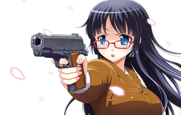 Girl, weapons, anger, petals, art, number10