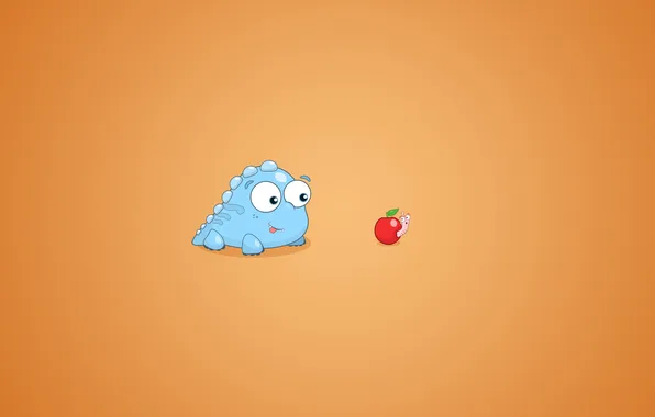 Background, Apple, the worm, dragon