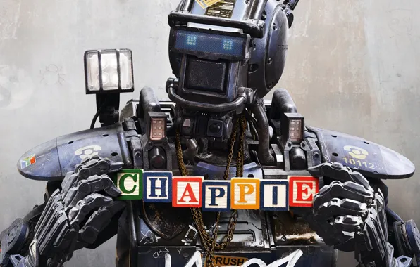 Picture the film, cubes, robot, Chappie, The robot named Chappy, Chappy