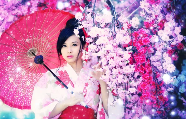 Girl, background, Asian