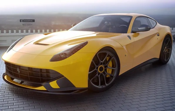 Picture Ferrari, Front, Yellow, Supercar, Berlinetta, F12, Jackdarton