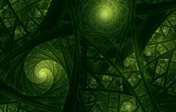Green, grass, lines, spiral, fractal, curve