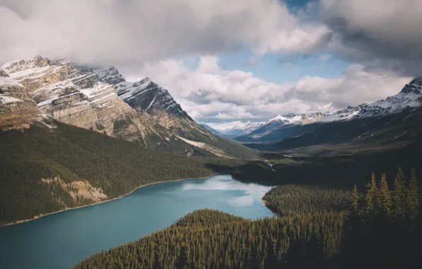 Mountains, valley, Canada, lake
