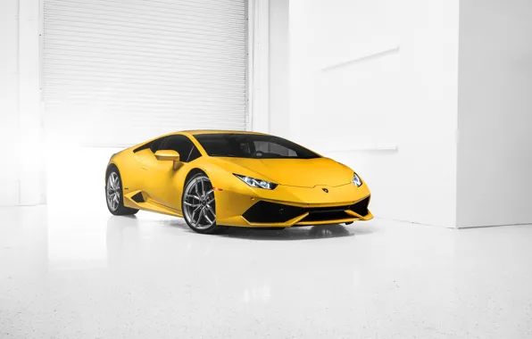 Picture Lamborghini, Car, Front, Yellow, Photo, Supercar, 2014, Huracan