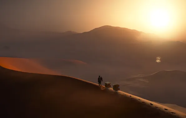 Dust, haze, dust, evening, sun, trailer, screenshot, dunes