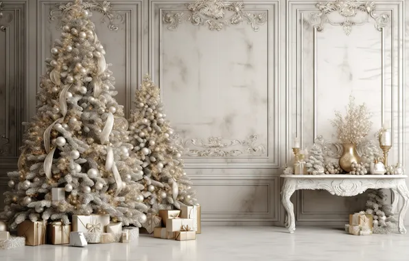 Decoration, room, tree, interior, Christmas, gifts, New year, Christmas