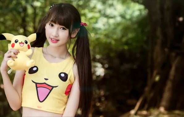 Girl, toy, smile, mood, doll, asian girls