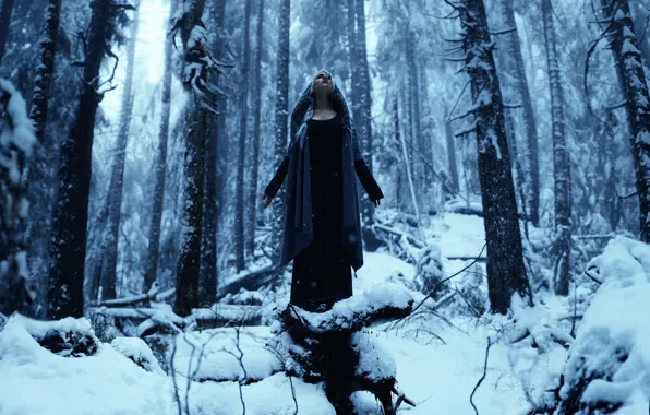 Forest, girl, snow, Kindra Nikole